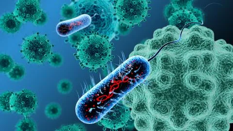 Bacteria virus 3D render Stock Illustration