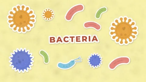 Bacteria virus and germ cells microbiology illustration with rod shaped 動画素材 344553351