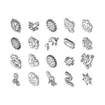 Bacteria virus bacterium cell isometric icons set vector Stock Illustration