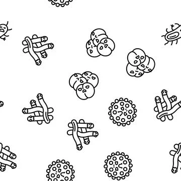 Bacteria virus bacterium cell vector seamless pattern イラスト素材