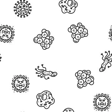 Bacteria virus bacterium cell vector seamless pattern Stock Illustration