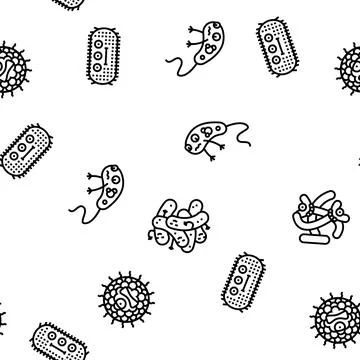 Bacteria virus bacterium cell vector seamless pattern Stock Illustration