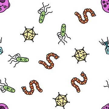 Bacteria virus bacterium cell vector seamless pattern イラスト素材