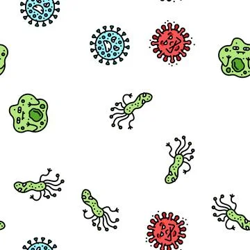 Bacteria virus bacterium cell vector seamless pattern 스톡 일러스트
