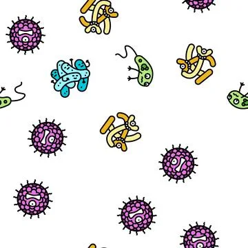 Bacteria virus bacterium cell vector seamless pattern 스톡 일러스트