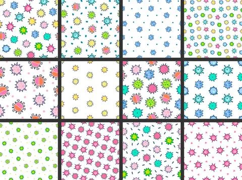 Bacteria, virus, germ, microbe and pathogen. Seamless pattern. Stockillustratie