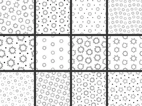 Bacteria, virus, germ, microbe and pathogen. Seamless pattern. Coloring Page. Stock Illustration