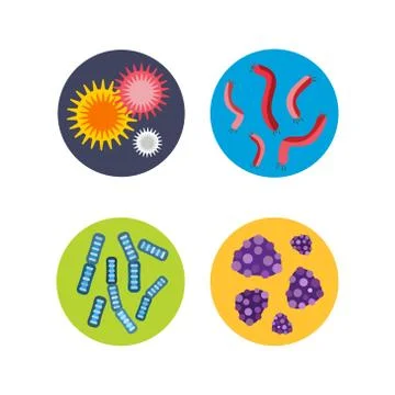 Bacteria virus microscopic isolated microbes icon human microbiology organism Stock Illustration