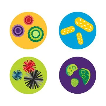 Bacteria virus microscopic isolated microbes icon human microbiology organism Stock Illustration