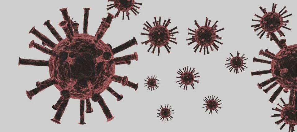 Bacteria, virus with multiple cells in background shallow depth of field, Corona Stock Illustration