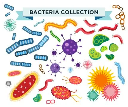 Bacteria virus vector icons set Stock Illustration