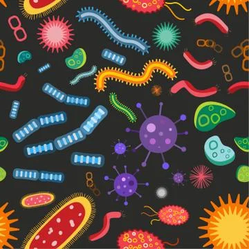 Bacteria virus vector seamless pattern 스톡 일러스트