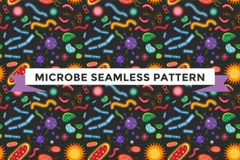 Bacteria virus vector seamless pattern Illustrazione stock