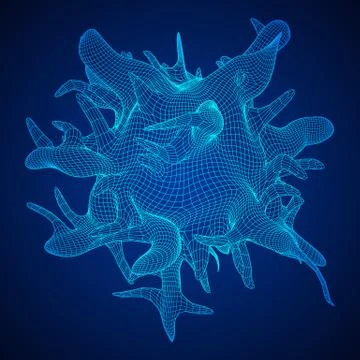 Bacteria virus wireframe mesh イラスト素材