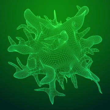 Bacteria virus wireframe mesh 库存插图