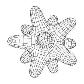 Bacteria virus wireframe mesh Illustrazione stock