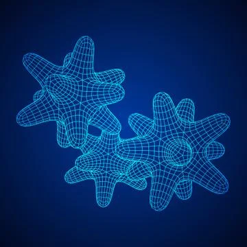 Bacteria virus wireframe mesh Stock Illustration