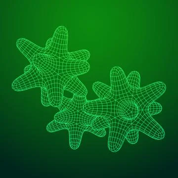 Bacteria virus wireframe mesh Illustrazione stock