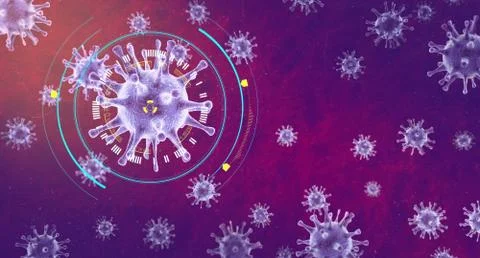Bacteria of viruses detected, close up. GUI concept on medical background Stock Illustration
