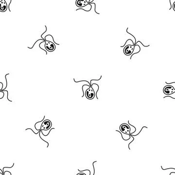 Bacterial cell pattern seamless black Stock Illustration
