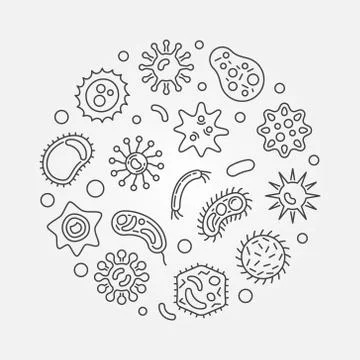 Bacterial cells round vector outline simple illustration Stock-Illustration