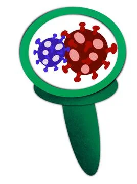 Bacterial microorganism in microscope circle. Bacteria,germs infection set. Stock Illustration