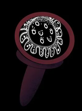 Bacterial microorganism in microscope circle. Bacteria,germs infection set. Stock Illustration