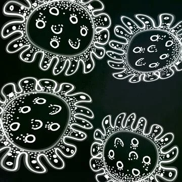 Bacterial microorganism in microscope circle. Bacteria,germs infection set. Stock Illustration