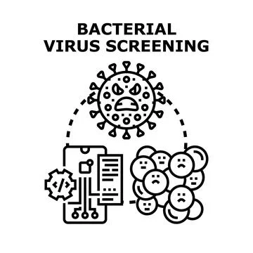 Bacterial virus screening research and diagnostic concept Stock Illustration