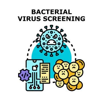 Bacterial virus screening research and diagnostic concept Stock Illustration