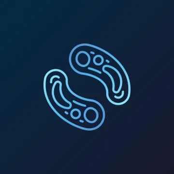 Bacterias outline vector blue icon on dark background Stock Illustration