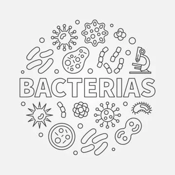 Bacterias vector round concept line illustration or symbol 스톡 일러스트