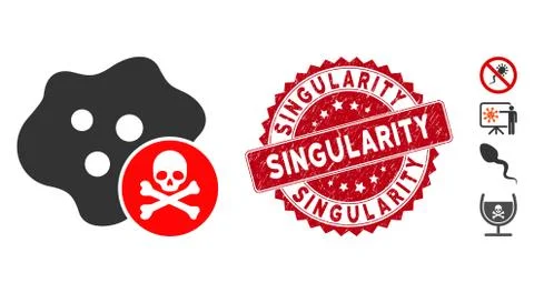 Bactericidal Toxin Icon with Textured Singularity Seal Stock Illustration