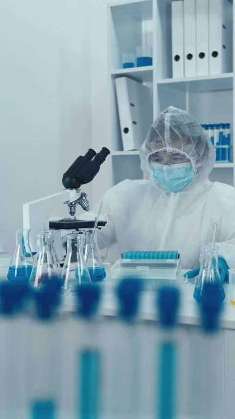 A bacteriologist identifies pathogenic microorganisms and develops methods to Stock Footage 270219980