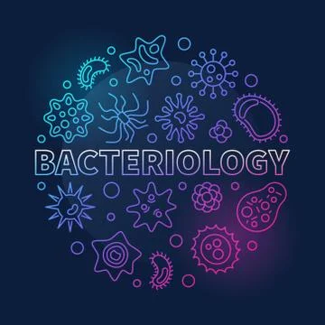 Bacteriology round colored vector illustration in line style Stock Illustration
