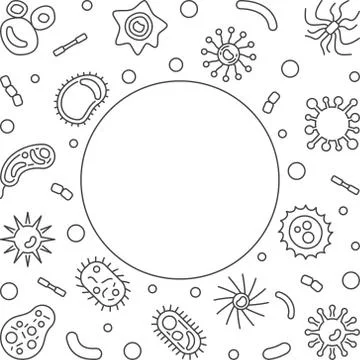 Bacteriology square vector frame with place for your text Stock Illustration