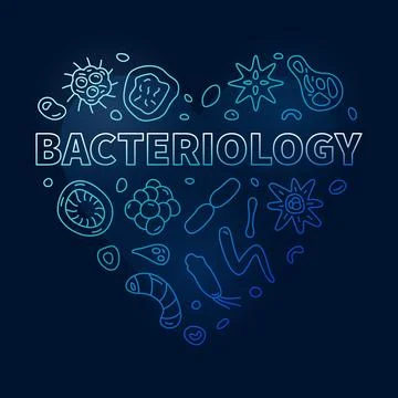 Bacteriology vector Education concept heart shaped blue linear banner or il.. Stock Illustration