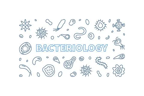 Bacteriology vector Science concept horizontal line banner or illustration Stock Illustration