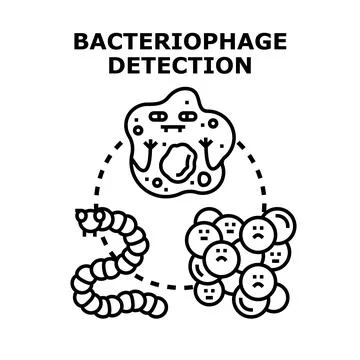 Bacteriophage detection concept exploring microorganisms and bacteria Illustrazione stock