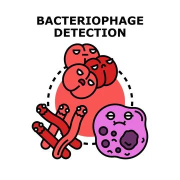Bacteriophage detection system finding bacteria cells concept Illustrazione stock