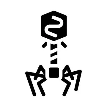 Bacteriophage virus glyph icon vector isolated illustration Illustrazione stock