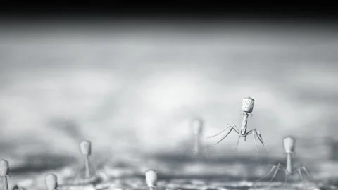 Bacteriophage virus at microscope. Stock Footage