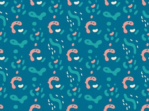 Bacterium and  microscope on a seamless spring pattern. Stock Illustration