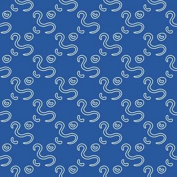 Bacterium and Viruses vector blue concept line seamless pattern Stock Illustration