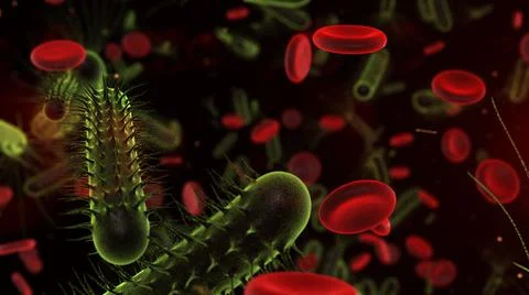 Bacterium Bacteria microbe microflora microscope render - 3D render Stock Illustration