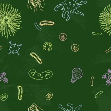 Bacterium drawn on the blackboard. Stock Illustration