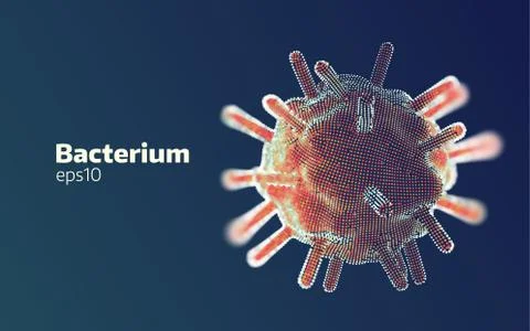 Bacterium research. 3d vector digital medicine science background. Health vir イラスト素材