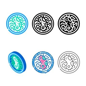 Bacterium researching color icon vector variety Stock Illustration
