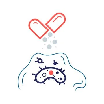 Bacterium resistant to antibiotic color flat vector icon Illustrazione stock