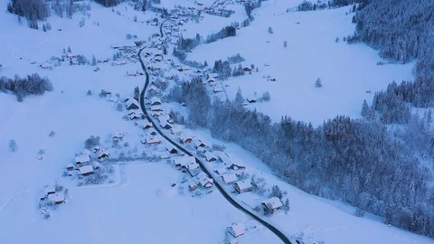 Bad Aussee sunken in deep Snow, Austrian Alps, Austria Stock Footage 101033902